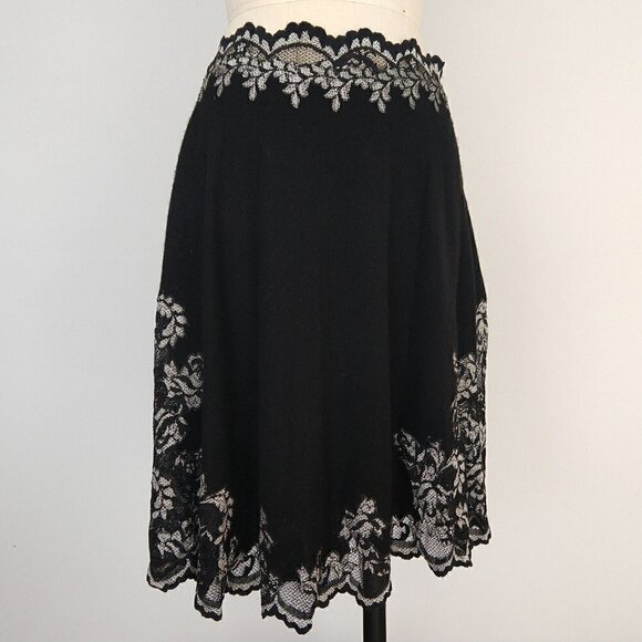 Olvis 100% Cashmere and Lace Skirt Top Set Size M Black Knit Sweater Formal - Picture 13 of 14